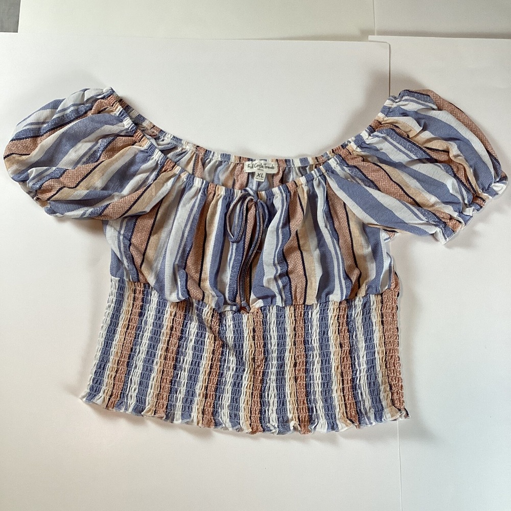 Full Circle Trends Womens Top Shirt Blouse Cropped Size XL Comfort Stretch Soft